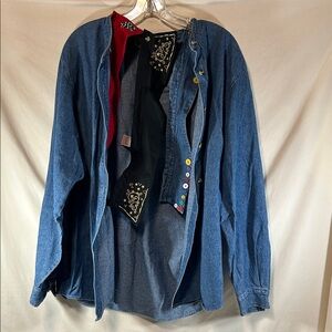 Bechamel Denim Button -Up Shirt with interchangeable collars